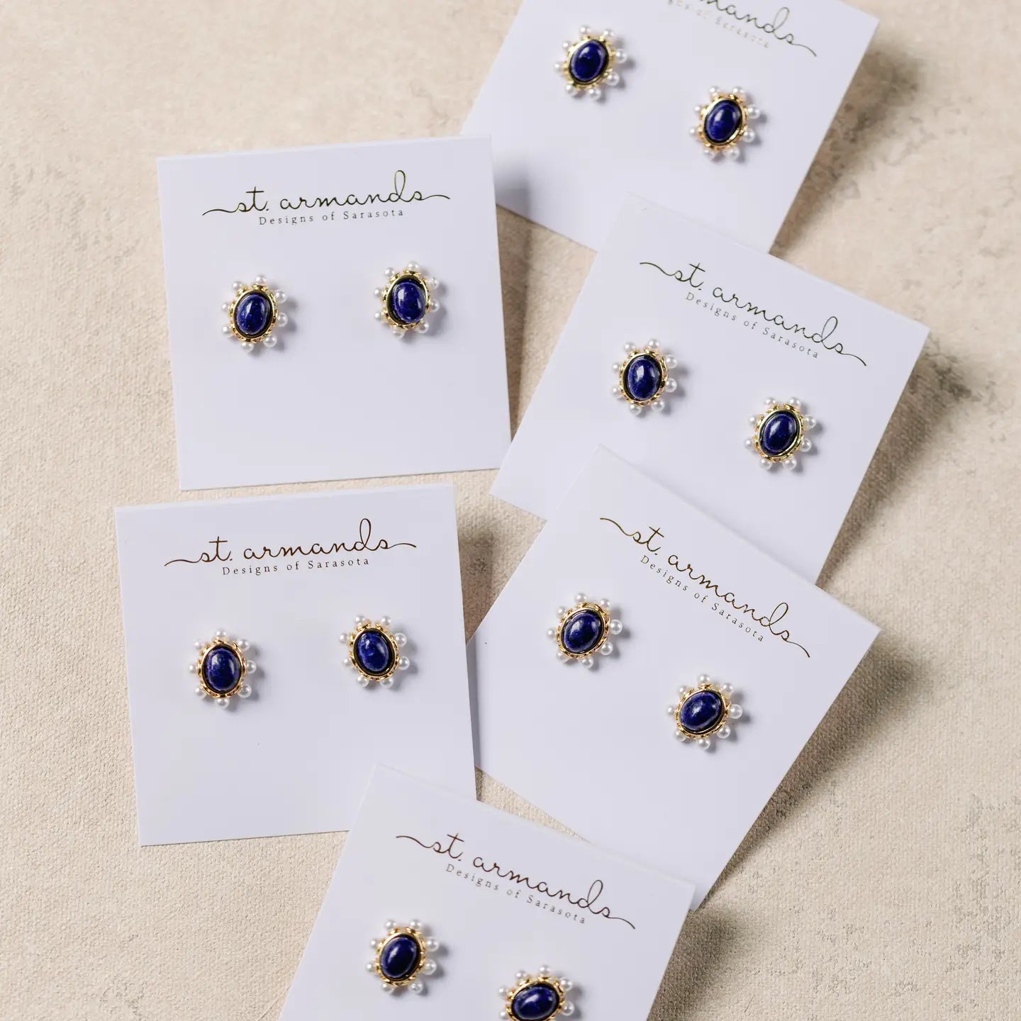 Lapis And Pearl Stud Earrings