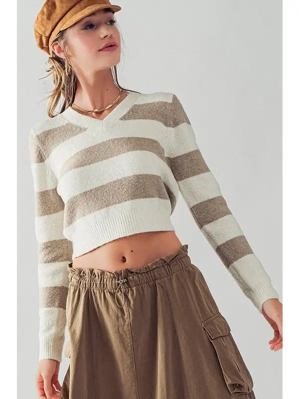 Bella Cropped Stripe Sweater