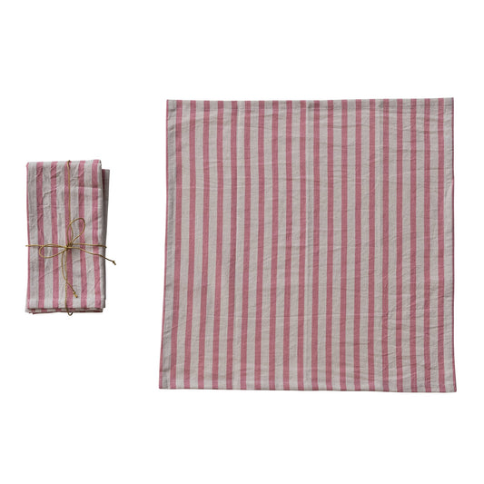 Set/4 Striped Napkins - Pink