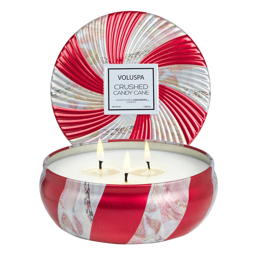 3 Wick Tin Candle - Crushed Candy Cane