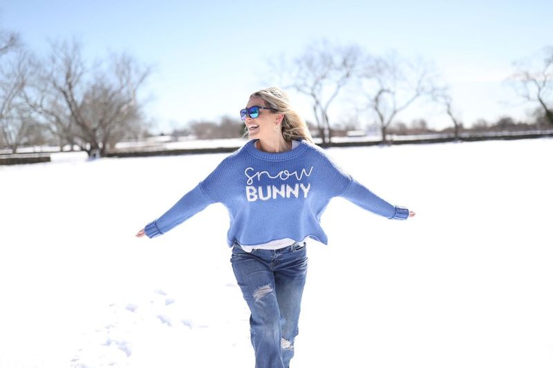 Snow Bunny Cropped Crewneck Sweater