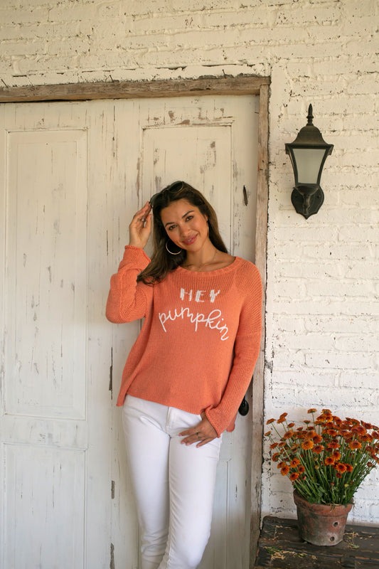 Hey Pumpkin Cotton Crewneck Sweater