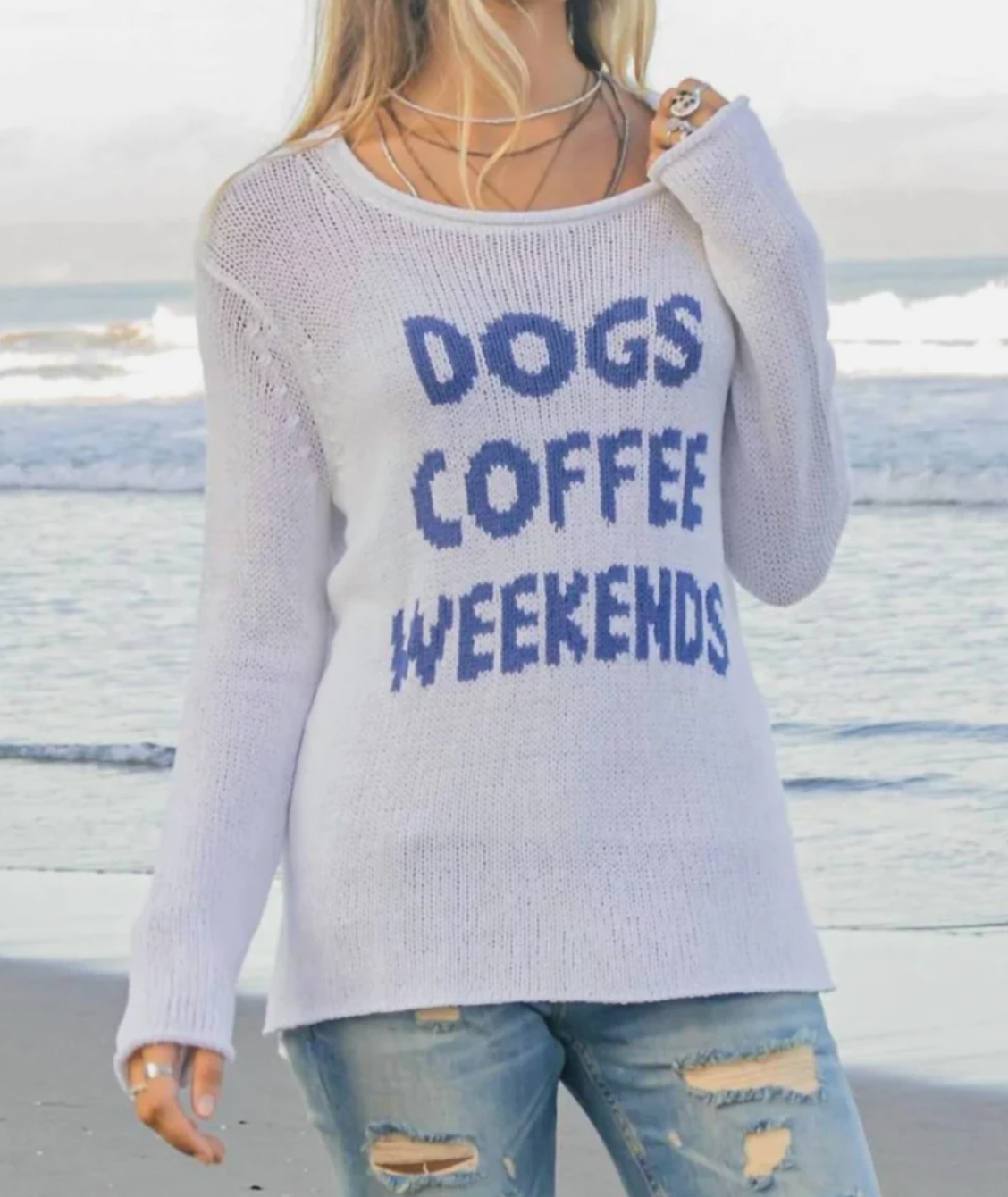 Dogs Coffee Weekends Crewneck Sweater