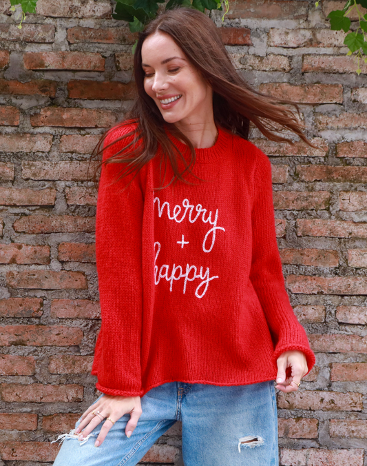 Merry + Happy Crewneck Sweater