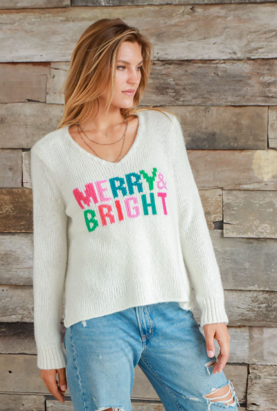 Merry And Bright V-Neck Chunky Sweater