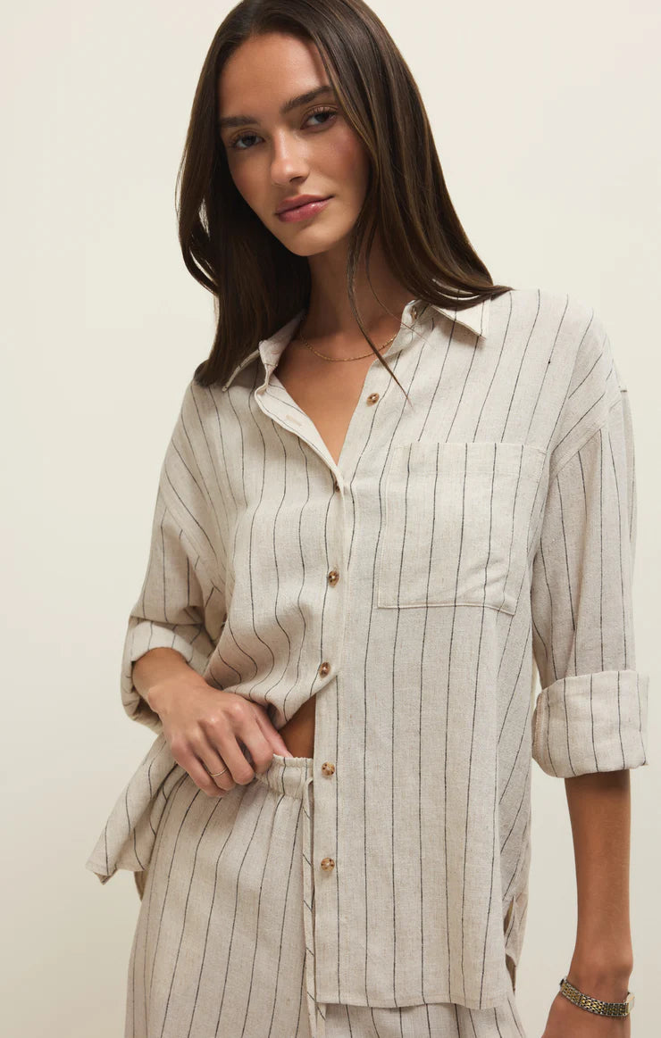 Alfie Striped Button Up Top
