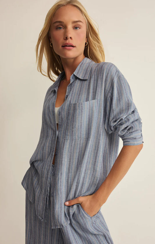 The Perfect Striped Button Up Top