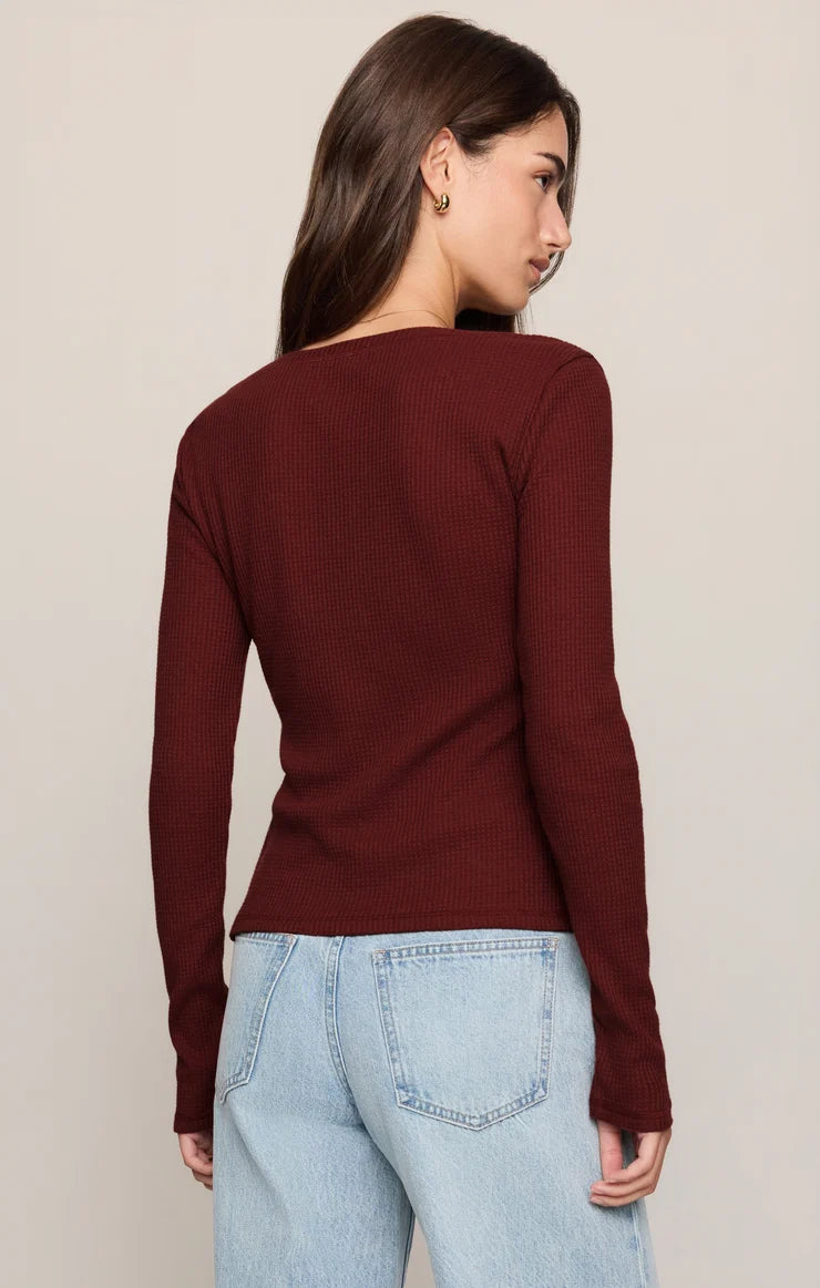 Albany Waffle Button Up Top