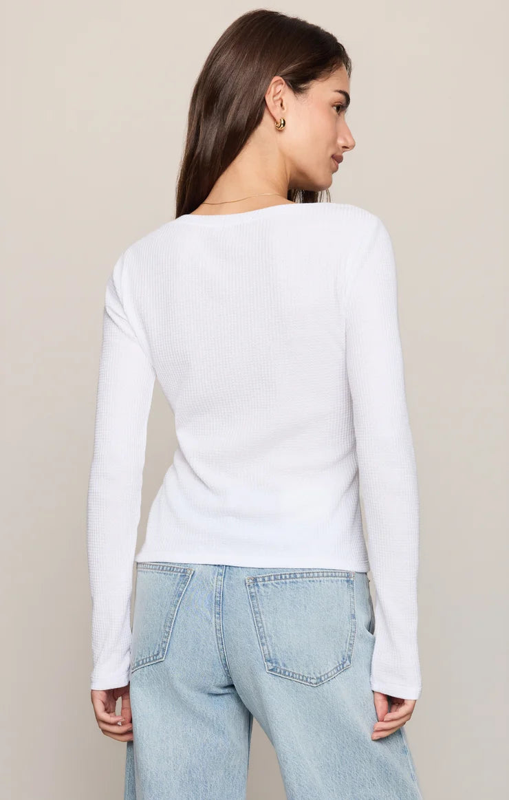 Albany Waffle Button Up Top