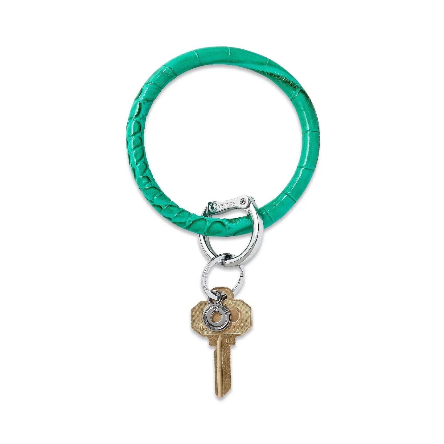 Leather Emerald Croc Key Ring