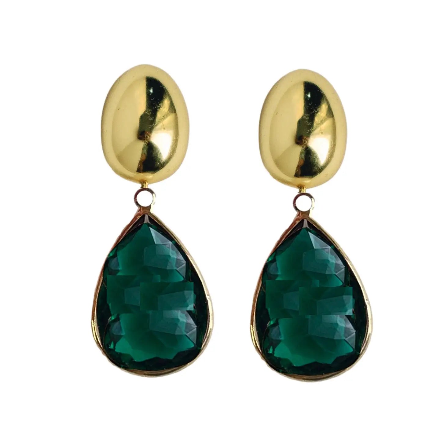 Vintage Chunky Gold And Green Earrings