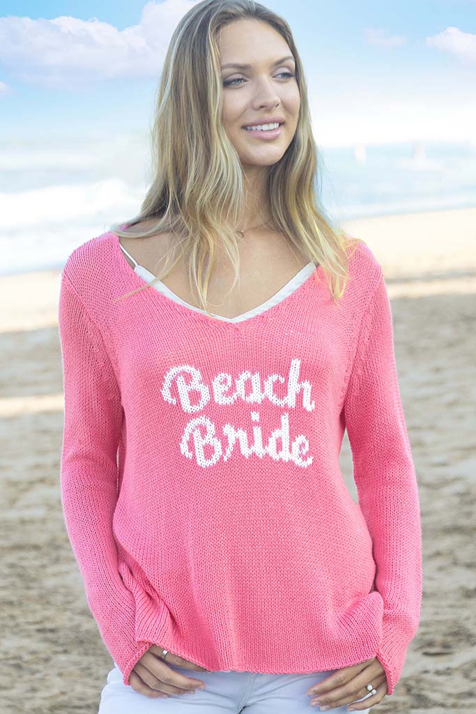 Beach Bride V-Neck Cotton Sweater