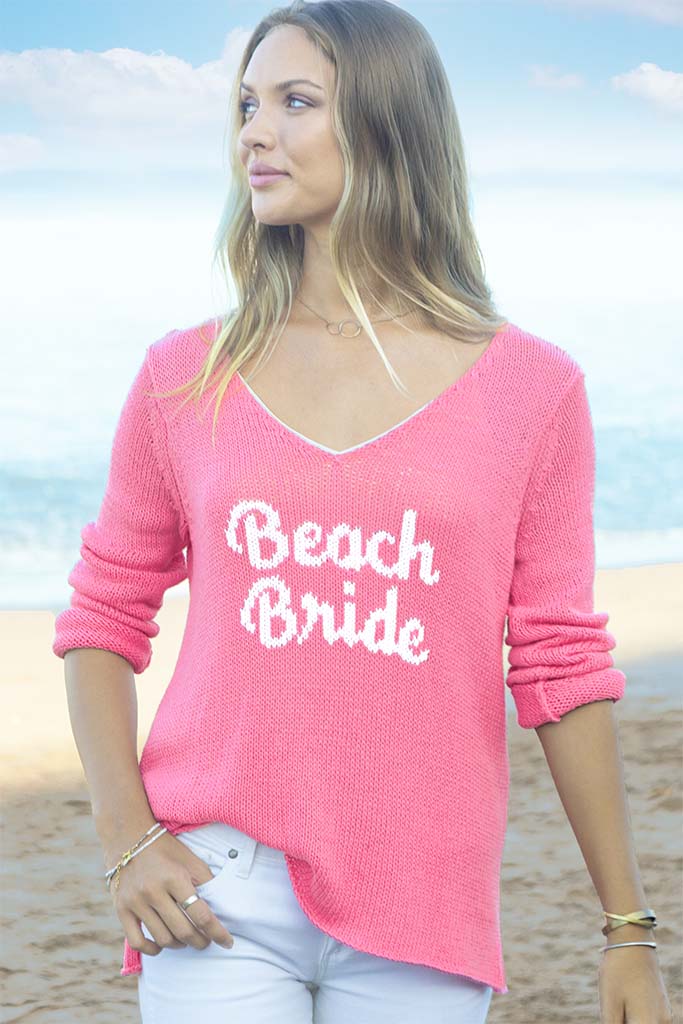 Beach Bride V-Neck Cotton Sweater