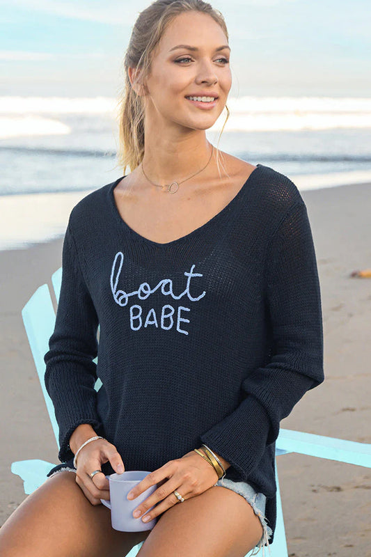Boat Babe V-Neck Cotton Sweater