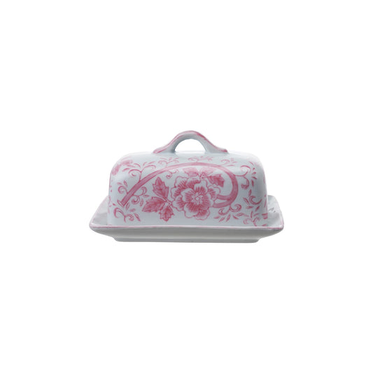 Vintage Inspired Pink Butter Dish