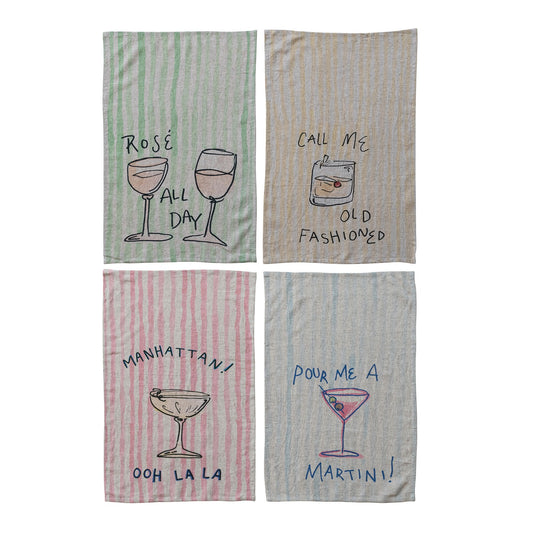 Linen Blend Printed Dish Towel