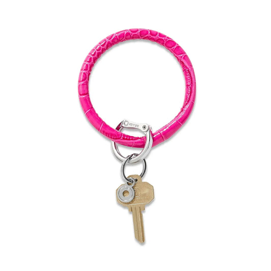 Leather Pink Croc Key Ring