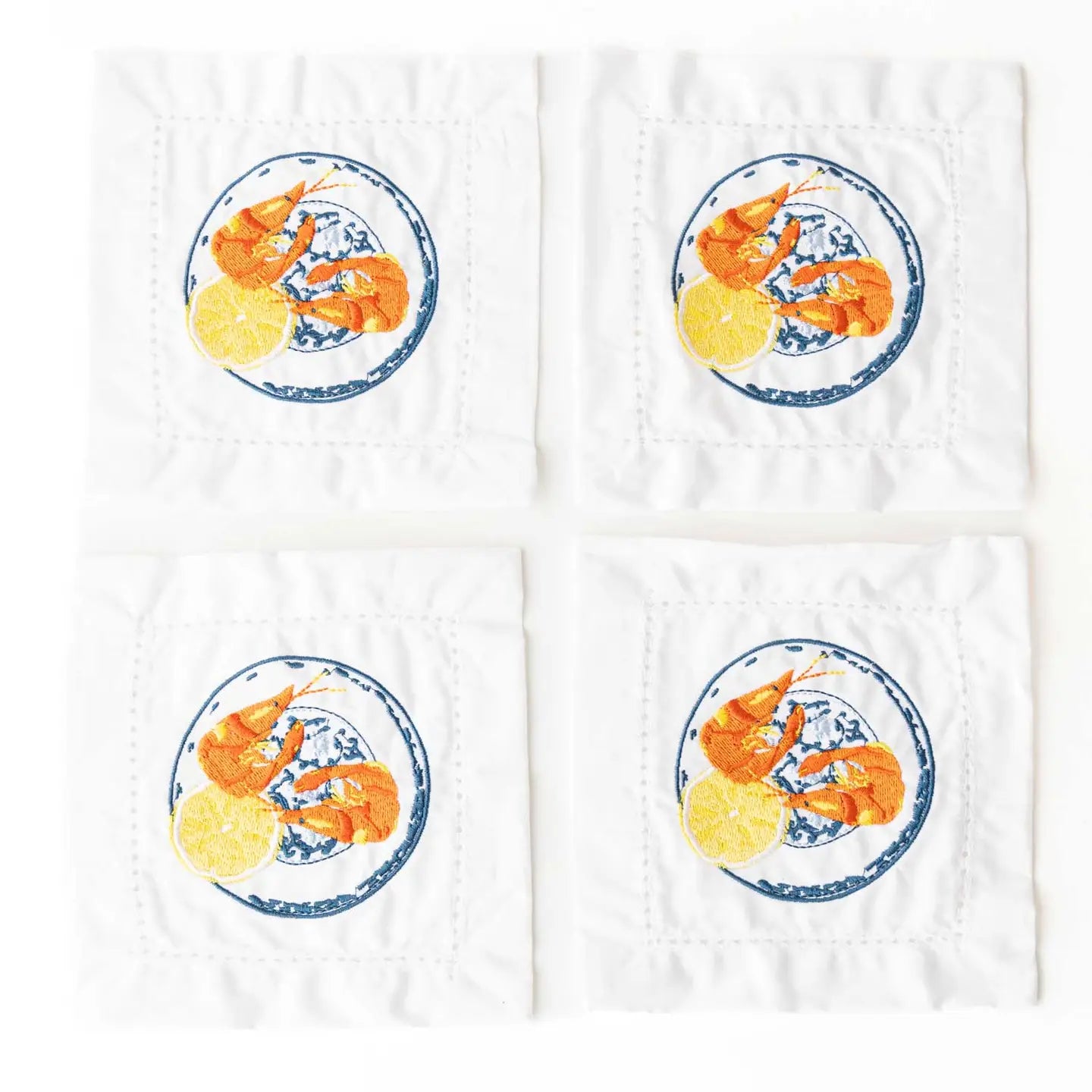 Embroidered Napkins - Lemon Prawns