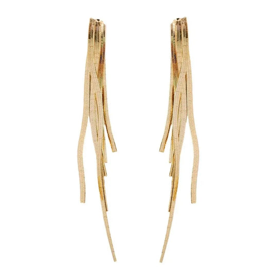 Skinny Gold Cascading Tassel Earring