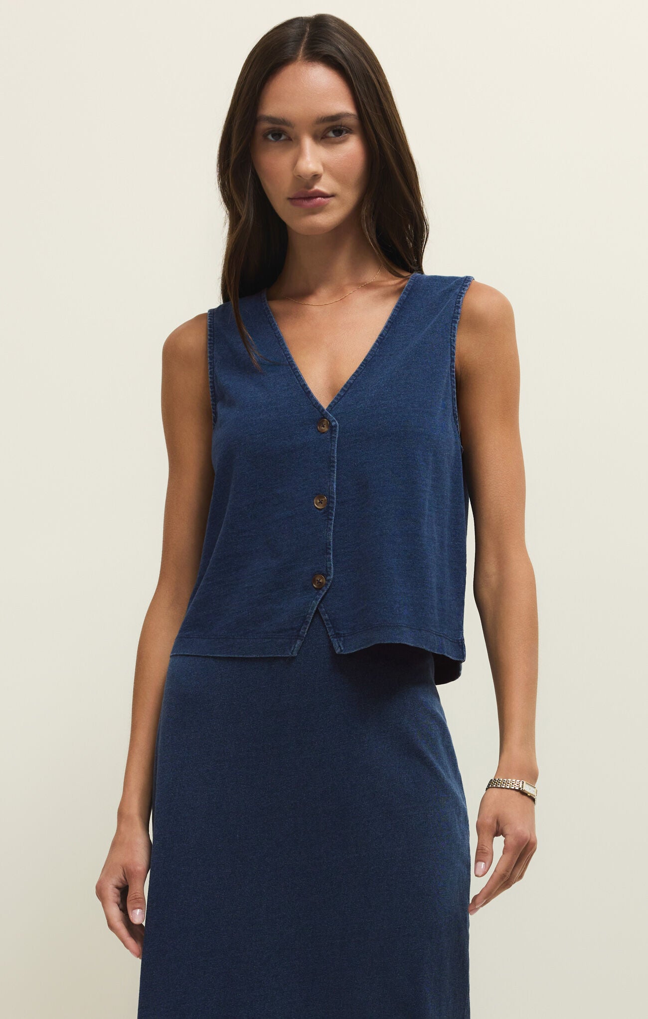 Noelle Jersey Denim Top