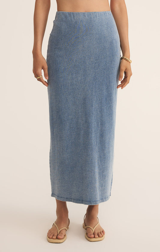 Gail Jersey Denim Midi Skirt