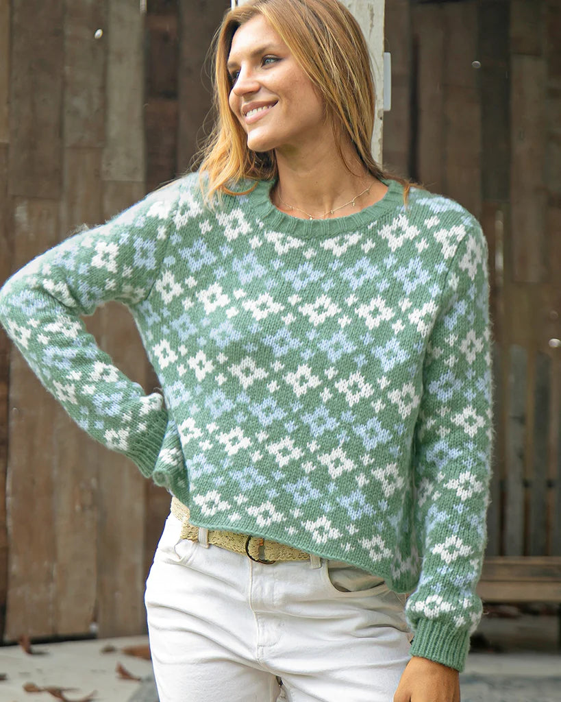 Shrunken Fair Isle Crewneck Sweater