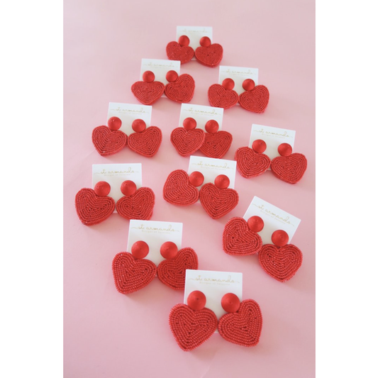 Valentine Heart Earrings - Red