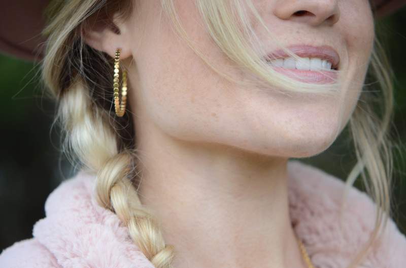 Gold Marble Hoop Earrings