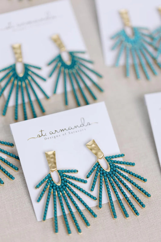 Turquoise Sunburst Drop Earrings