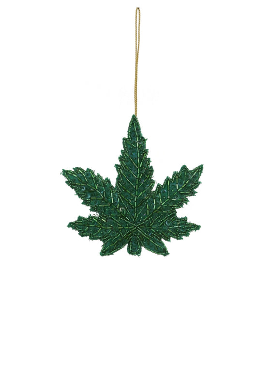 Beaded Weed Leaf Ornament