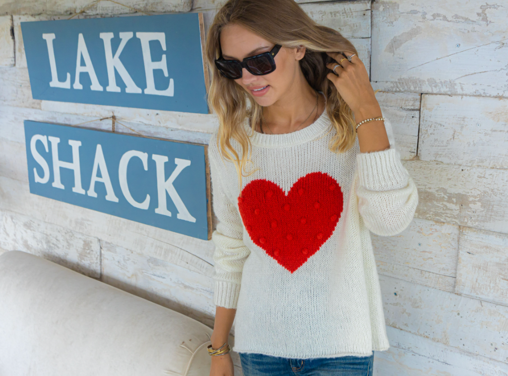 Heart Popcorn Crewneck Sweater