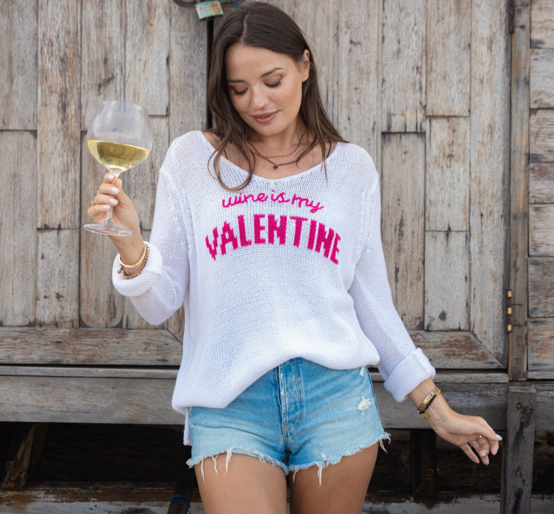 Wine Is My Valentine Sweater