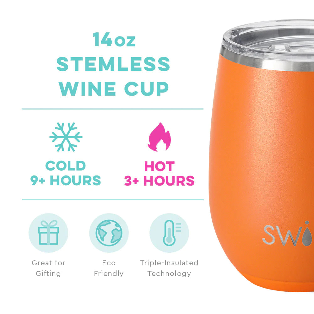 Stemless Wine Cup - Orange
