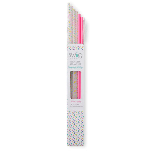 Straw Set - Confetti & Pink